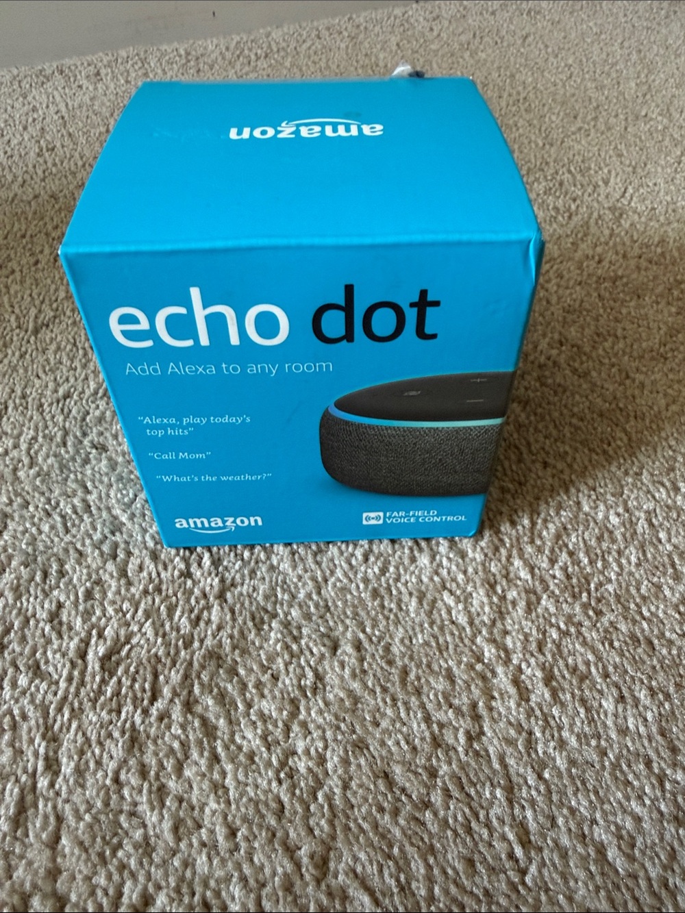 Amazon Echo Dot Smart Speaker in Black with Blue Accent Ring - Alexa Enabled